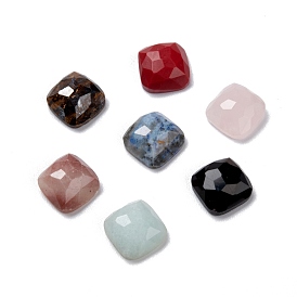 Natural Mixed Gemstone Cabochons, Faceted, Square