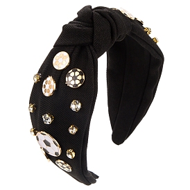Football Alloy Enamel and Rhinestone Hair Bands, Wide Twist Knot Cloth Hair Accessories for Women Girl