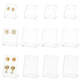 12шт. 3 стили органическое стекло и акриловые серьги наборы дисплеев, прямоугольные