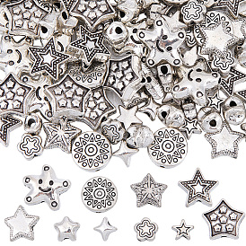 100 шт 10 стили бусины из сплава в тибетском стиле, без кадмия и без свинца, звезда
