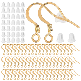 160шт 304 французские серьги из нержавеющей стали, плоские крючки для серег, провод уха, с горизонтальной петлей, 200 гайки ушные пластиковые