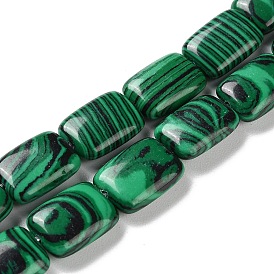 Perles synthétiques malachite brins, rectangle