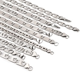 201 Stainless Steel Oval Mariner Link Chain Necklace, with 304 Stainless Steel Clasps