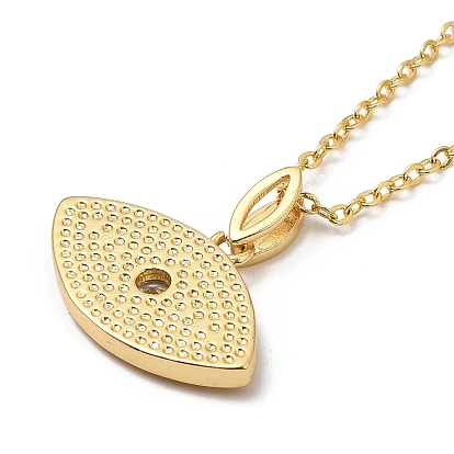 Brass Micro Pave Clear Cubic Zirconia Pendants Necklaces for Women, Evil Eye