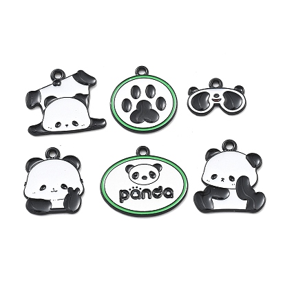 Милые подвески из эмали с рисунком панды, чёрные