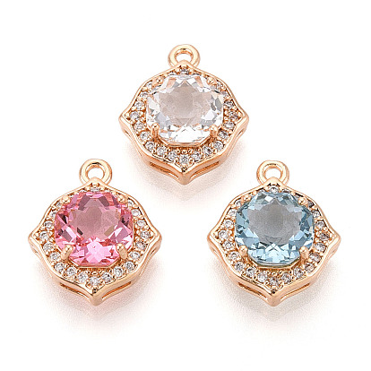 Латунные микро проложить кубического циркония подвески, без кадмия, без никеля и без свинца, четырехугольный, золотой свет