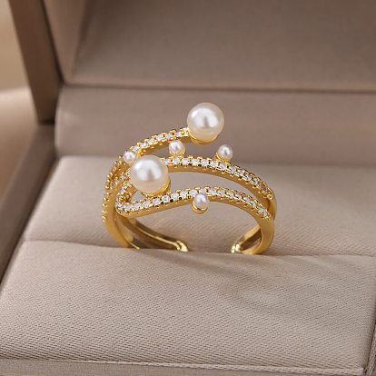 Heart-shaped Pearl and Zircon Ring for Women, Fashionable and Personalized Jewelry