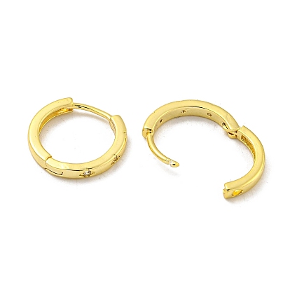 Brass Pave Clear Cubic Zirconia Hoop Earrings