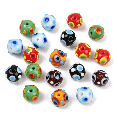 Бусины лэмпворк , неровная круглая поверхность с кругом