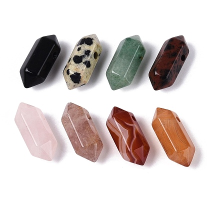 Природные и синтетические Gemstone подвески, двойные остроконечные шармы-пули, граненые