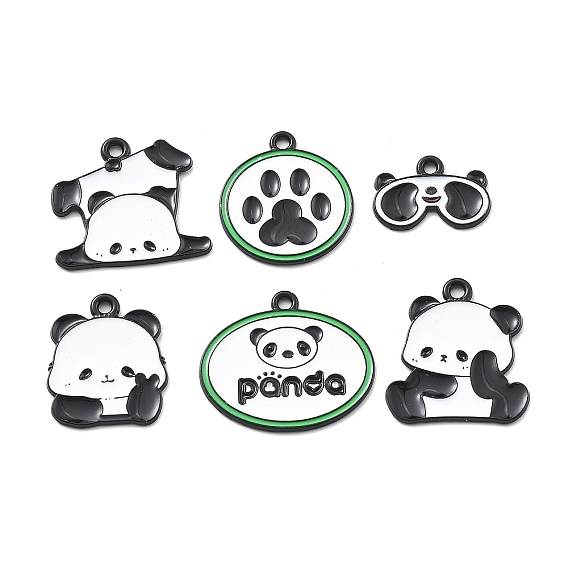 Милые подвески из эмали с рисунком панды, чёрные