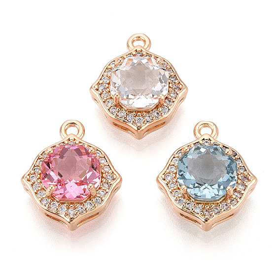 Латунные микро проложить кубического циркония подвески, без кадмия, без никеля и без свинца, четырехугольный, золотой свет