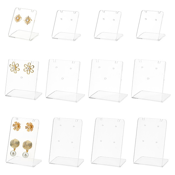 12шт. 3 стили органическое стекло и акриловые серьги наборы дисплеев, прямоугольные