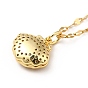 Cubic Zirconia Shell with Resin Pearl Cage Pendant Necklace, Brass Jewelry for Women