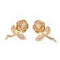 Серьги-гвоздики из латуни с микропаве из кубического циркония, цветок