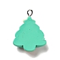 Christmas Opaque Resin Pendants, with Platinum Tone Iron Loops, Christmas Tree with Star Charm