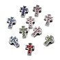 Alliage avec breloques coulissantes en strass, croix, platine
