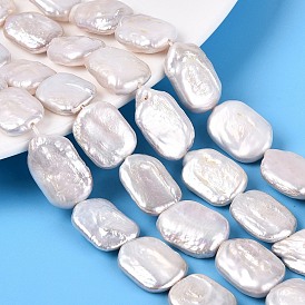 Natural Baroque Pearl Keshi Pearl Beads Strands, Cultured Freshwater Pearl, Rectangle