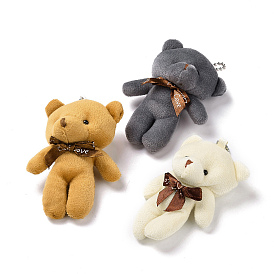 PP Cotton Mini Animal Plush Toys Bear Pendant Decoration, with Ball Chain