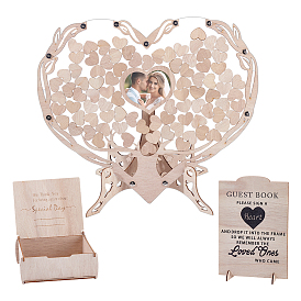 Альтернатива свадебной гостевой книге из дерева, акрила и железа, табличка на свадебном приеме, с основанием держателя, разнообразные, платина