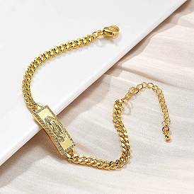 Браслеты-цепочки из латуни с кубинскими звеньями, латунный микропаве прозрачный кубический цирконий прямоугольник со звеньями Saint Jude браслеты для женщин и мужчин