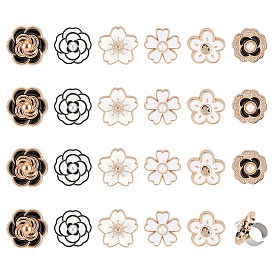 24 шт 6 стили цветок смола эмаль стетоскоп подвеска украшения, с 304 фурнитурой из нержавеющей стали