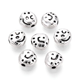 Текстурированные тибетские бусины из сплава, плоско-круглые