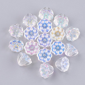 Transparent Glass Beads, AB Color Plated, Lotus Pod