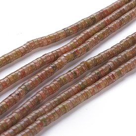 Natural Unakite Beads Strands, Heishi Beads, Flat Round/Disc