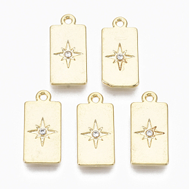 Alloy Pendants, with Crystal Rhinestone, Cadmium Free & Nickel Free & Lead Free, Rectangle with Star
