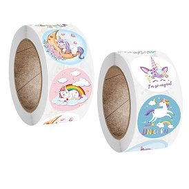 Cartoon Horse Paper Gift Tag Stickers, Adhesive Labels Roll Stickers, for Party, Decorative Presents