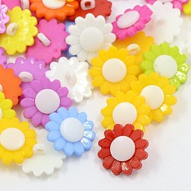 Acrylic Shank Buttons, 1-Hole, Dyed, Sunflower