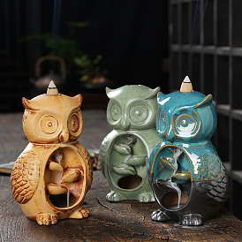 Ceramic Backflow Incense Burners, Owl Incense Holders, Home Office Teahouse Zen Buddhist Supplies