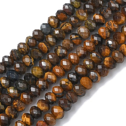 Природных тигровый глаз бисер нитей, рондель, граненые