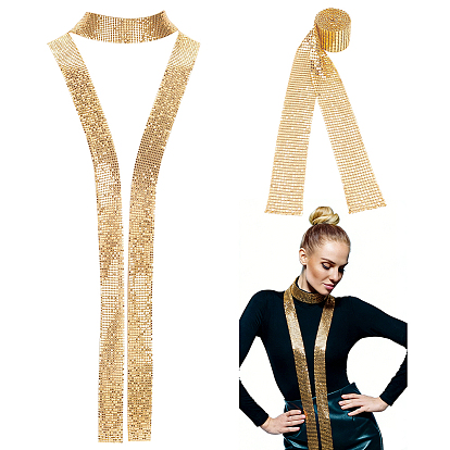 2Pcs Sparkle Aluminum Sequins Neckties for Women