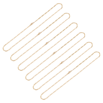 304 Stainless Steel Figaro Chain Necklaces, with Lobster Claw Clasp