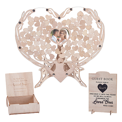 Альтернатива свадебной гостевой книге из дерева, акрила и железа, табличка на свадебном приеме, с основанием держателя, разнообразные, платина