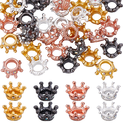 32шт 4 цвета европейские бусины из цинкового сплава, со стразами, бусины с большим отверстием, корона