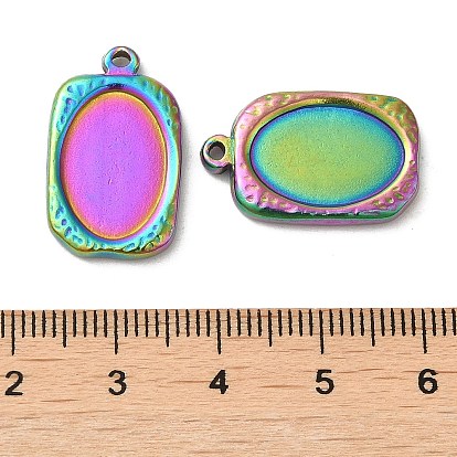 Ion Plating(IP) 304 Stainless Steel Pendant Cabochon Settings, Rectangle