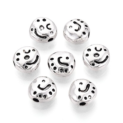 Текстурированные тибетские бусины из сплава, плоско-круглые