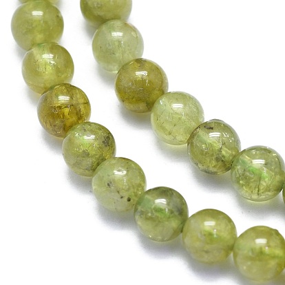 Natural Green Garnet Beads Strands, Round