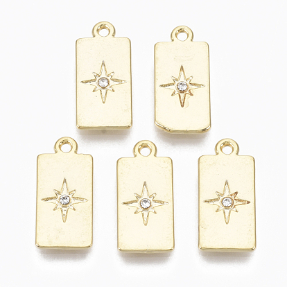 Подвески из сплава , с кристально горный хрусталь, без кадмия, без никеля и без свинца, прямоугольник со звездой