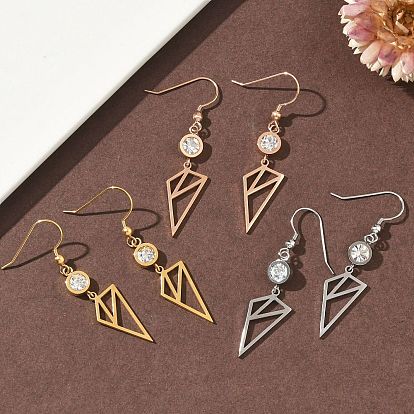 304 треугольные серьги-подвески из нержавеющей стали, ионное покрытие (ip)