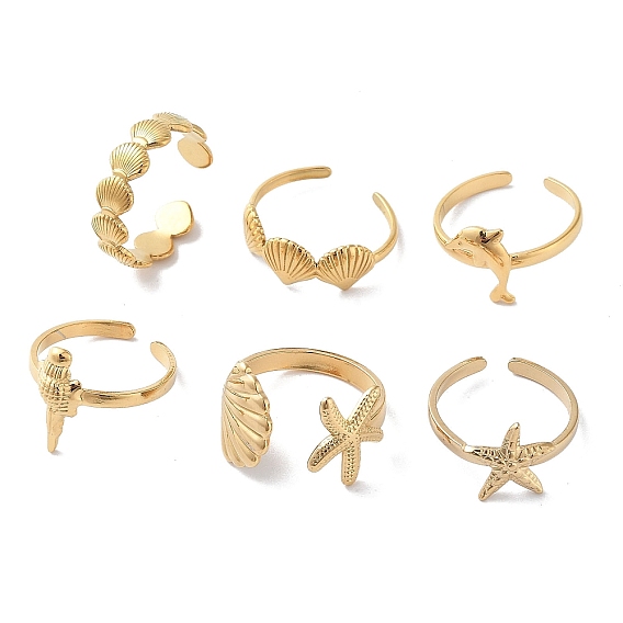 304 открытые манжеты из нержавеющей стали для женщин, серия океан ракушка морская звезда