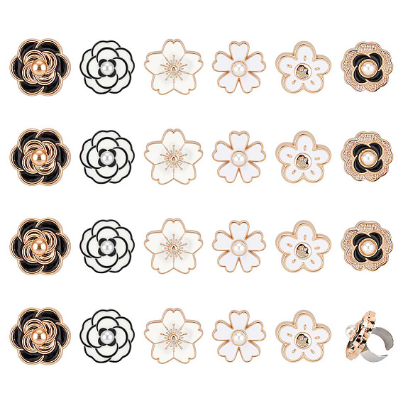 24 шт 6 стили цветок смола эмаль стетоскоп подвеска украшения, с 304 фурнитурой из нержавеющей стали