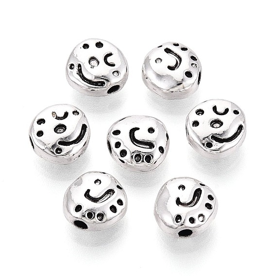 Текстурированные тибетские бусины из сплава, плоско-круглые