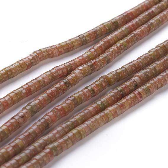 Natural Unakite Beads Strands, Heishi Beads, Flat Round/Disc