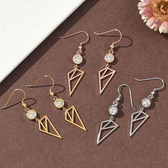 304 треугольные серьги-подвески из нержавеющей стали, ионное покрытие (ip)