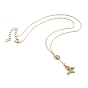 Brass Micro Pave Clear Cubic Zirconia Lariat Necklaces, with Spring Ring Clasps, Butterfly