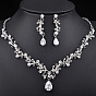 Ожерелья с подвесками из сплава со стразами и серьги-гвоздики в форме капли